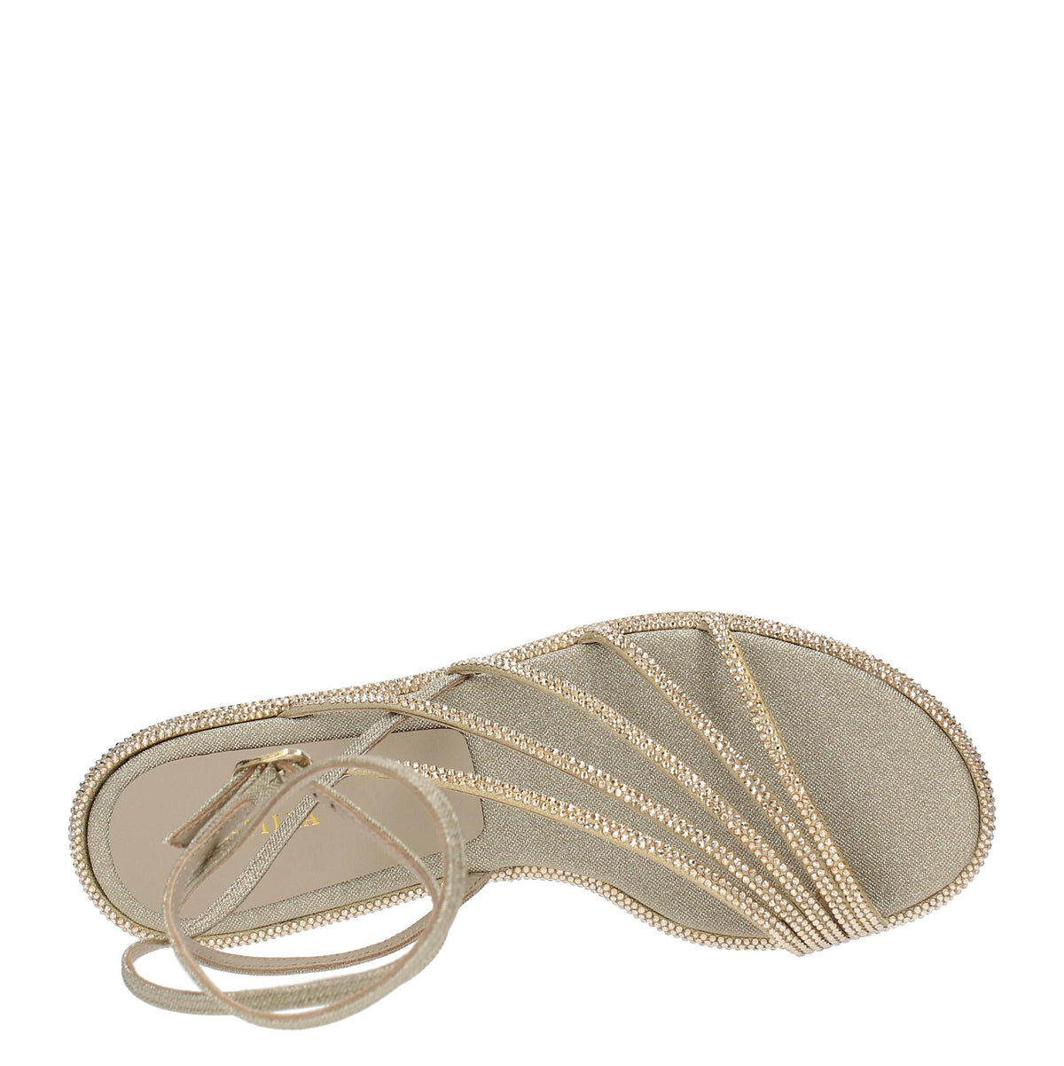 Sandali flat modello SCARLET  in tessuto e microstrass 