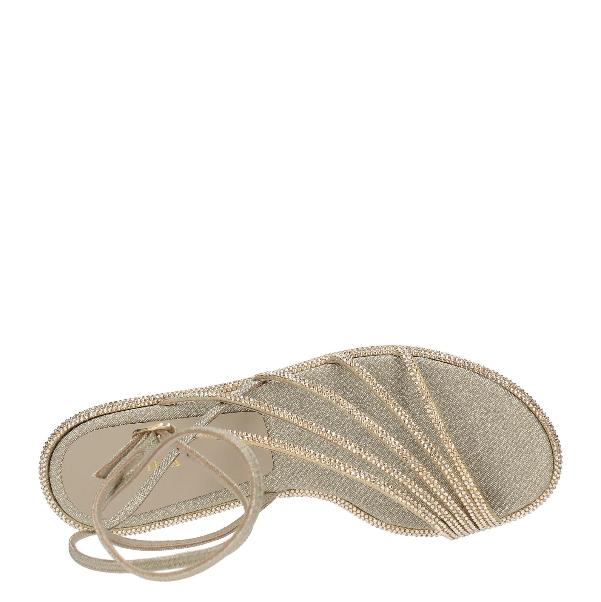 Sandali flat modello SCARLET  in tessuto e microstrass 