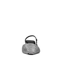 Décolleté slingback in raso e strass 