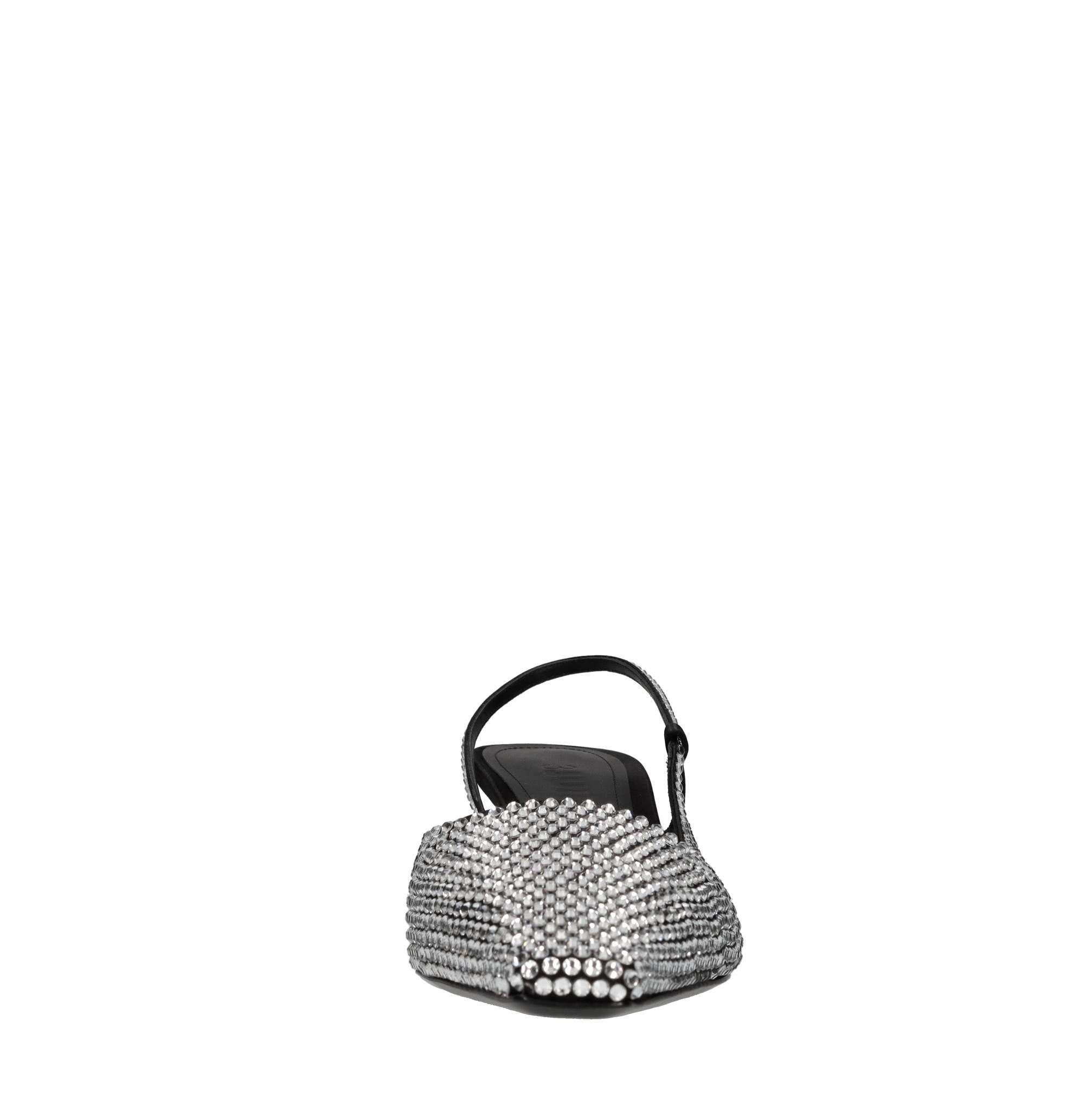 Décolleté slingback in raso e strass 