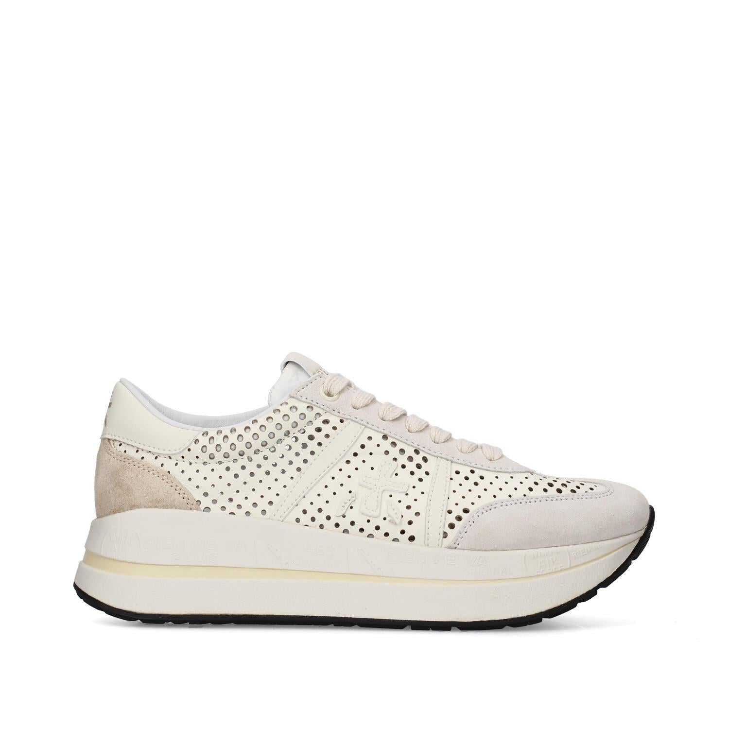 Sneakers in pelle ecopelle e tessuto 
