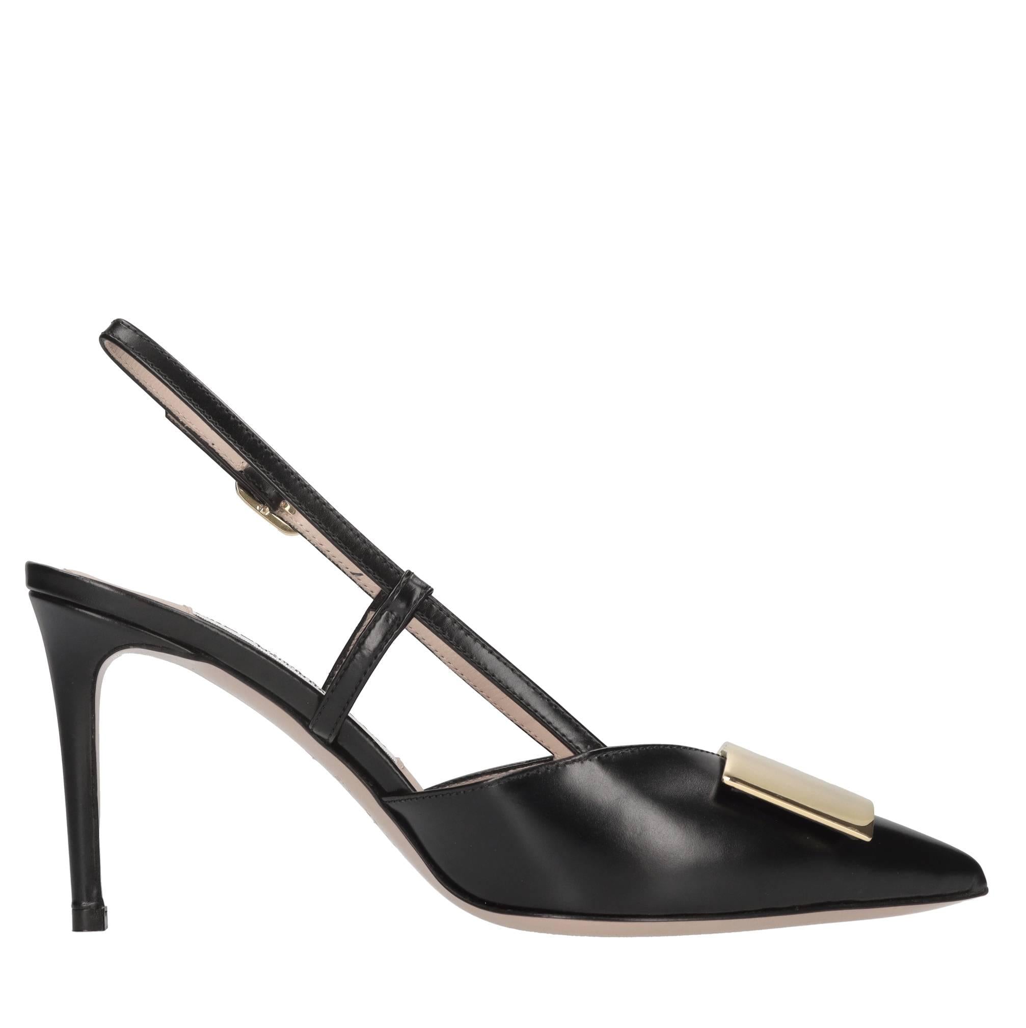 Décolleté slingback in pelle 