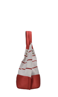 Borsa Stripes in tessuto ed ecopelle 