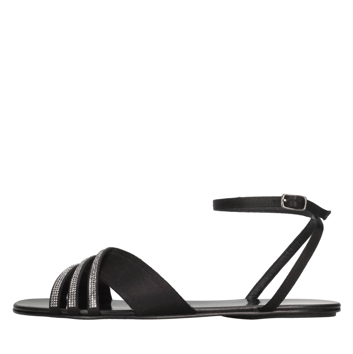 Sandali flat in raso e strass 