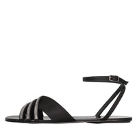 Sandali flat in raso e strass 
