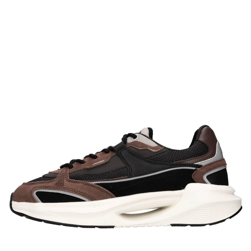 Sneakers in pelle e tessuto 