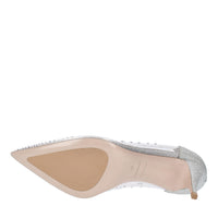Décolleté in pelle glitterata e PVC 
