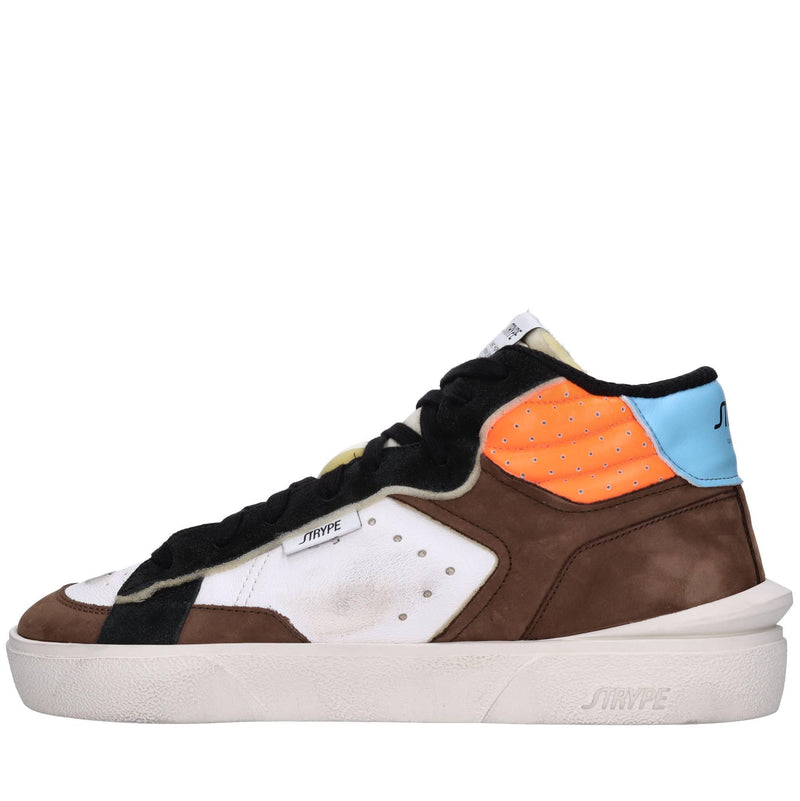 Sneakers in pelle e tessuto 