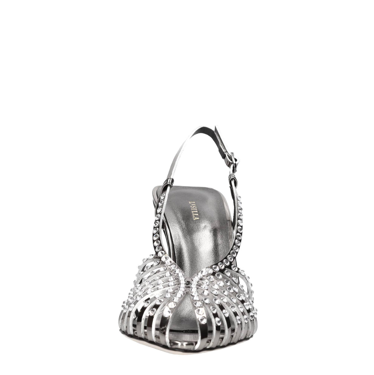 Décolleté Slingback modello CAGE PINS in ecopelle e strass 