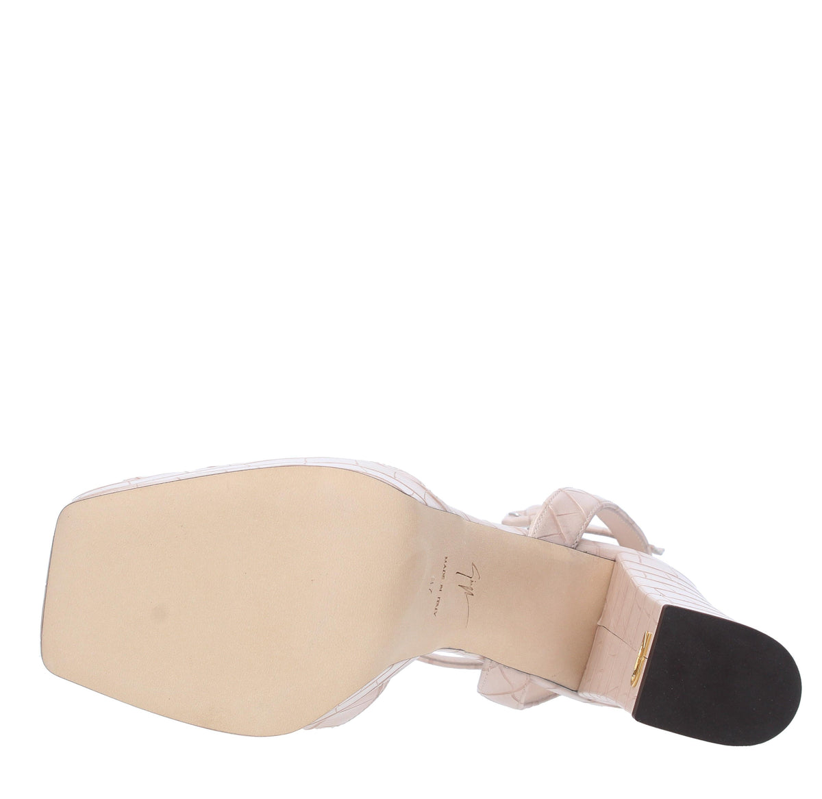 Sandali New Betty con plateau in pelle stampa cocco 