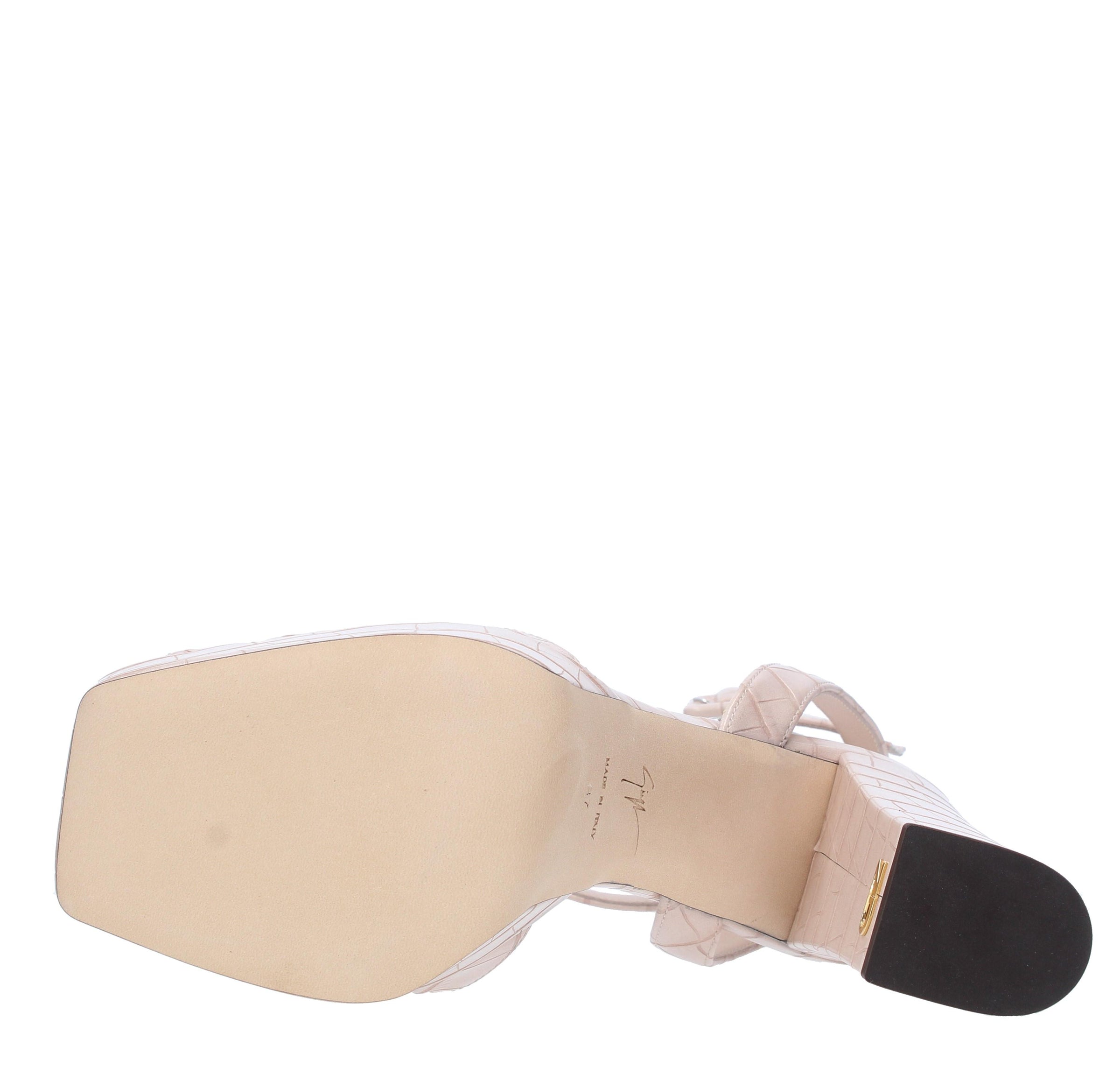 Sandali New Betty con plateau in pelle stampa cocco 