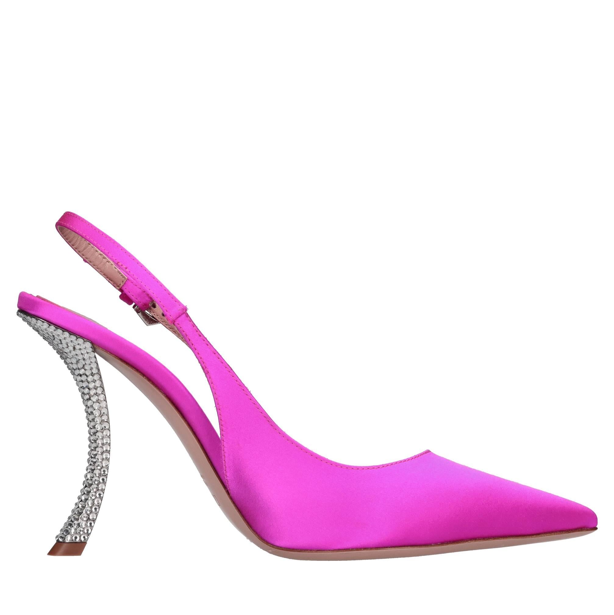 Décolleté slingback Paris in raso e strass 