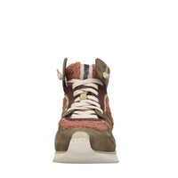 Sneakers alte in pelle e tessuto 