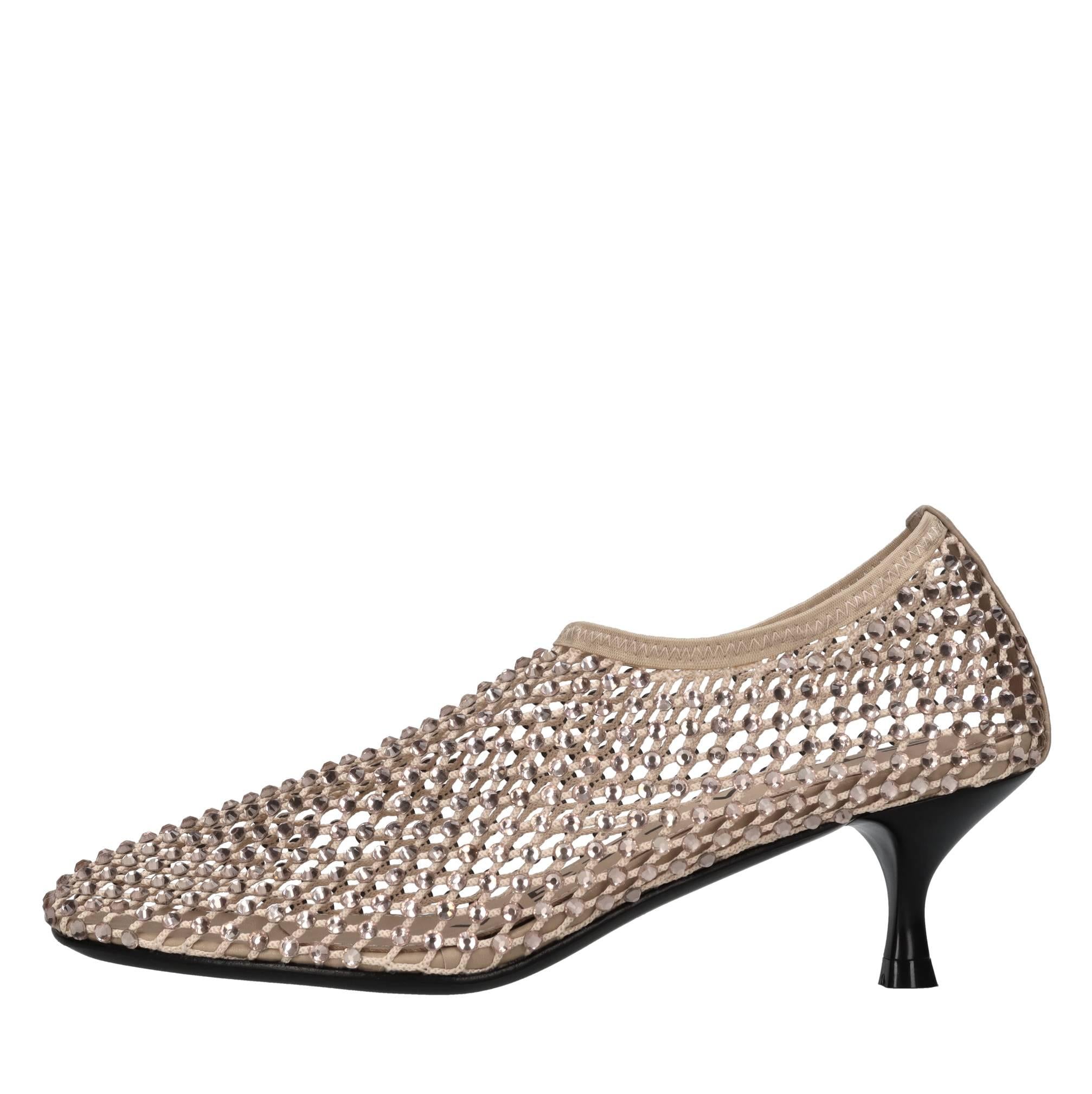 Décolleté Connie in pelle tessuto e strass 