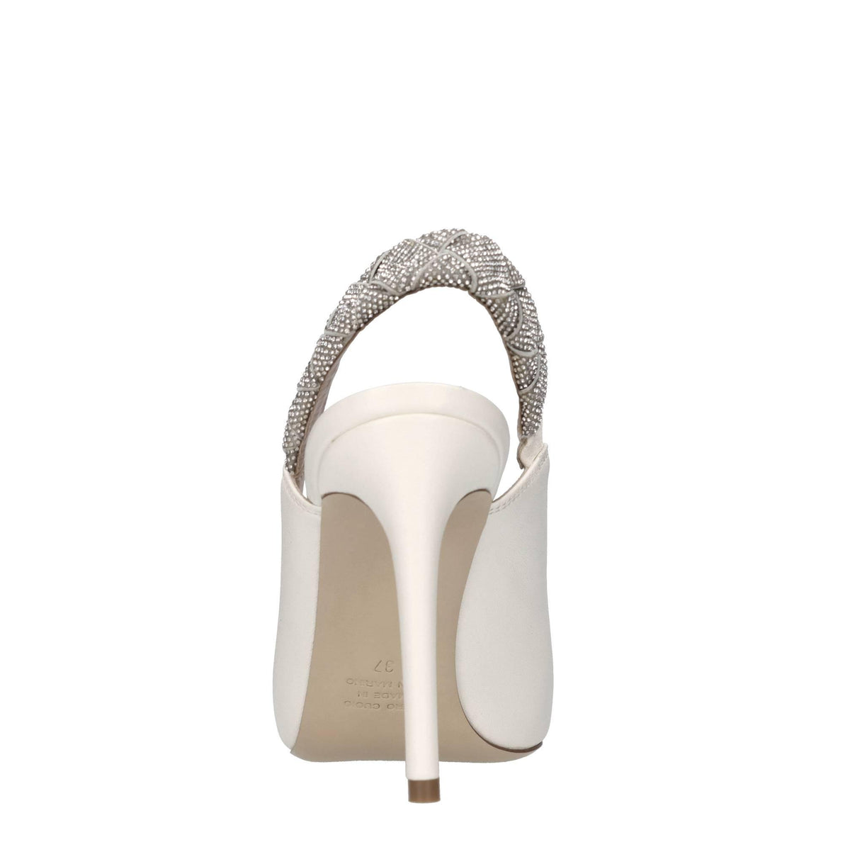 Décolleté slingback in pelle e microstrass 