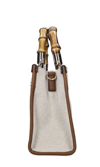 Borsa in ecopelle e tessuto 