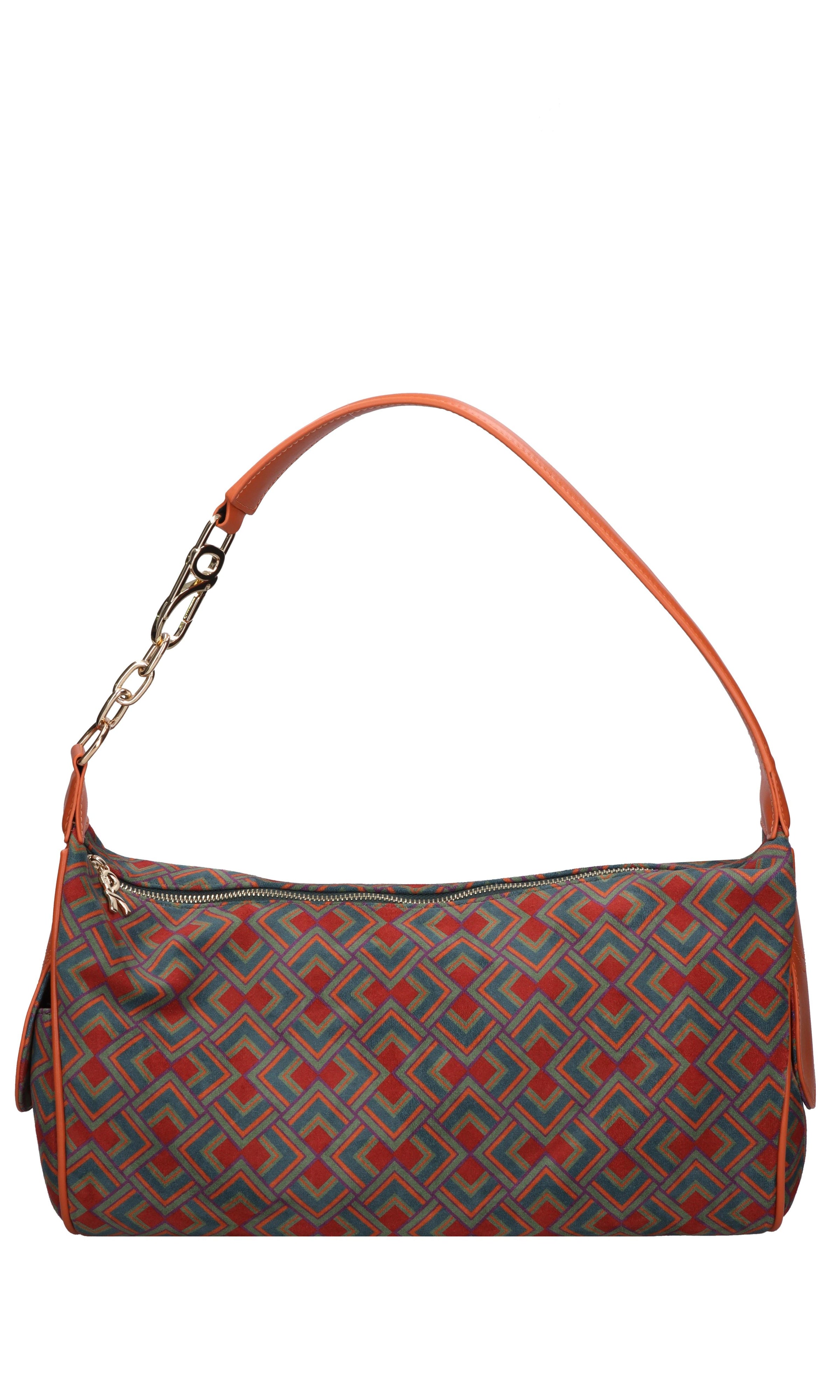 Borsa in pelle e tessuto 