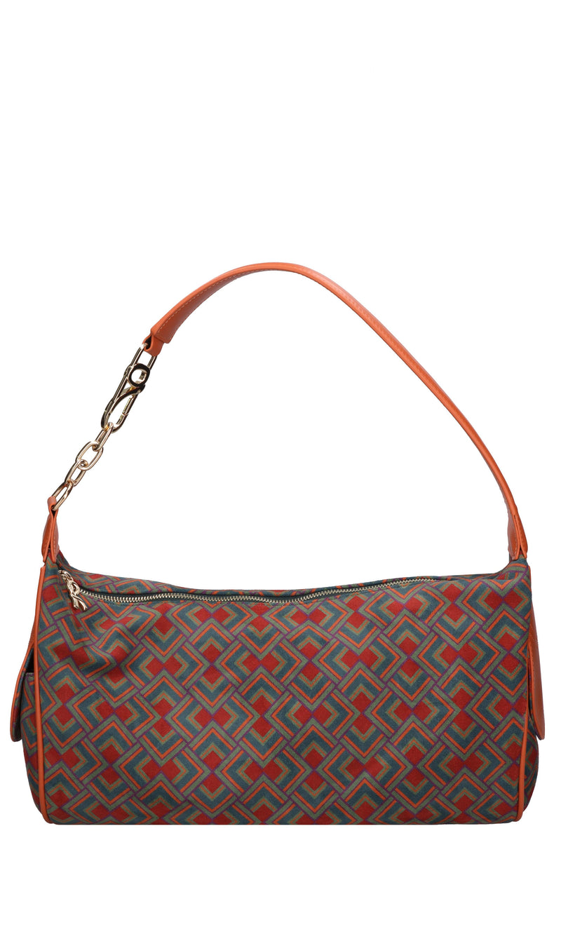 Borsa in pelle e tessuto 