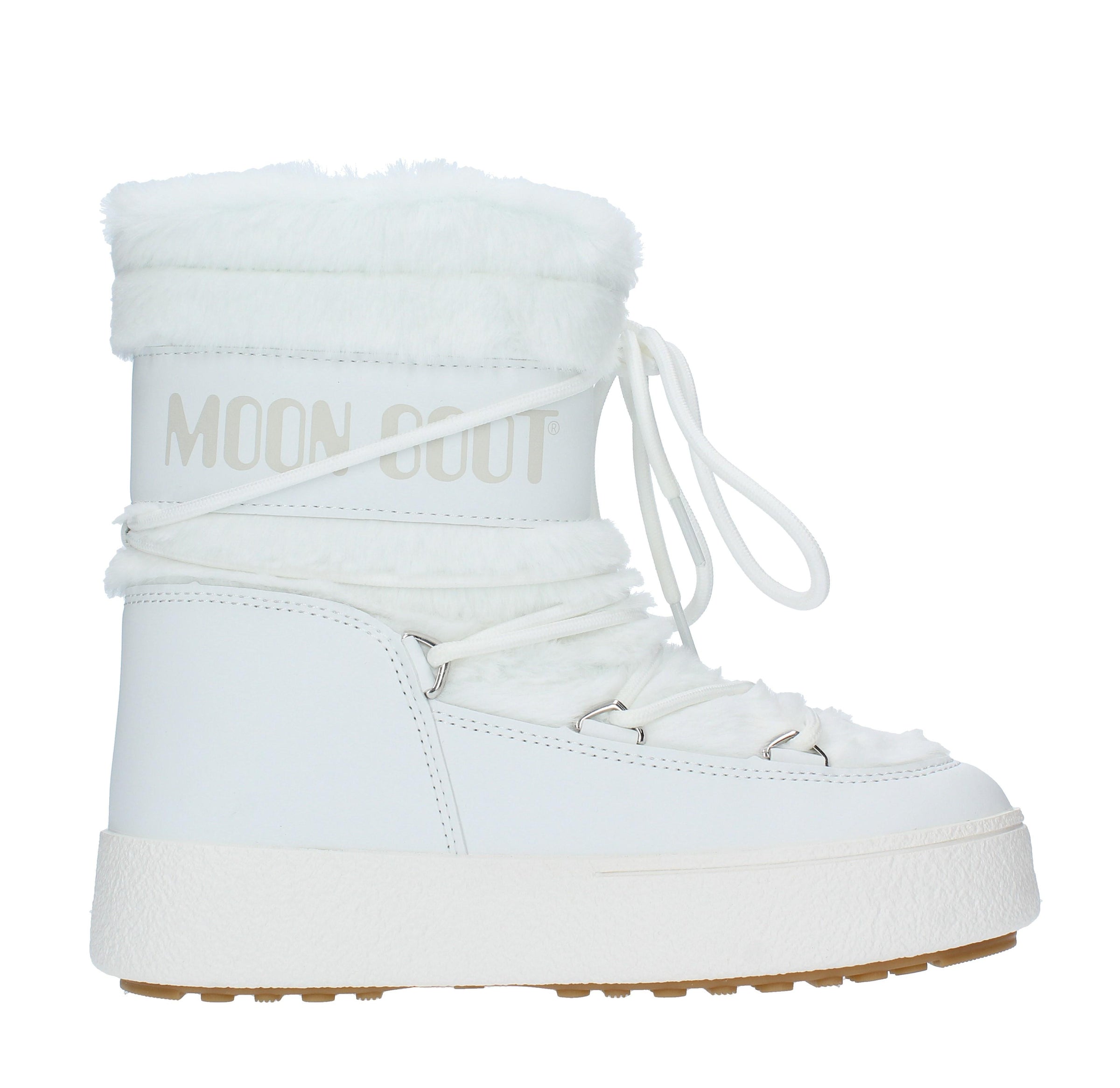 Stivaletti da neve modello LTRACK FAUX FUR MOON BOOT in ecopelliccia e nylon tecnico idrorepellente 