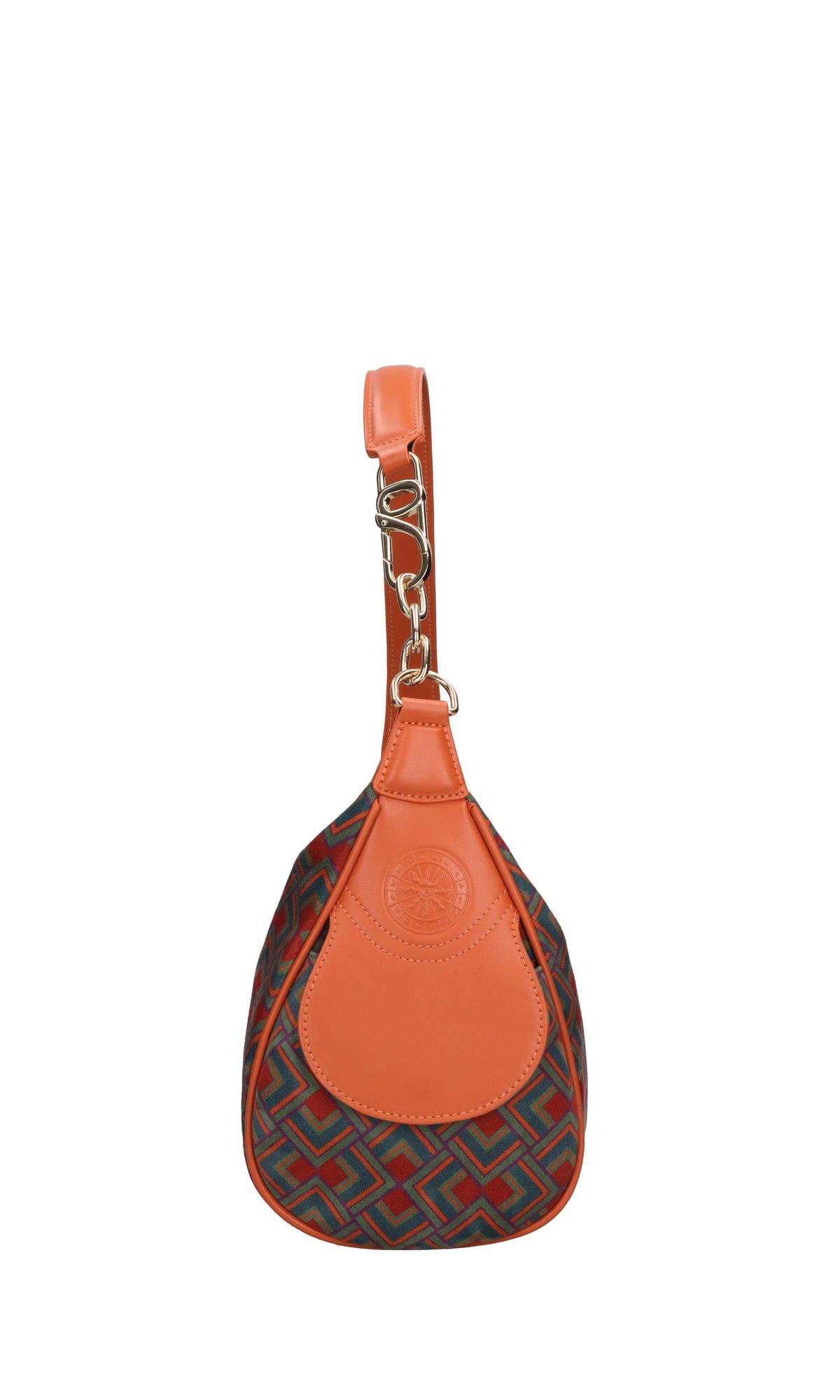 Borsa in pelle e tessuto 