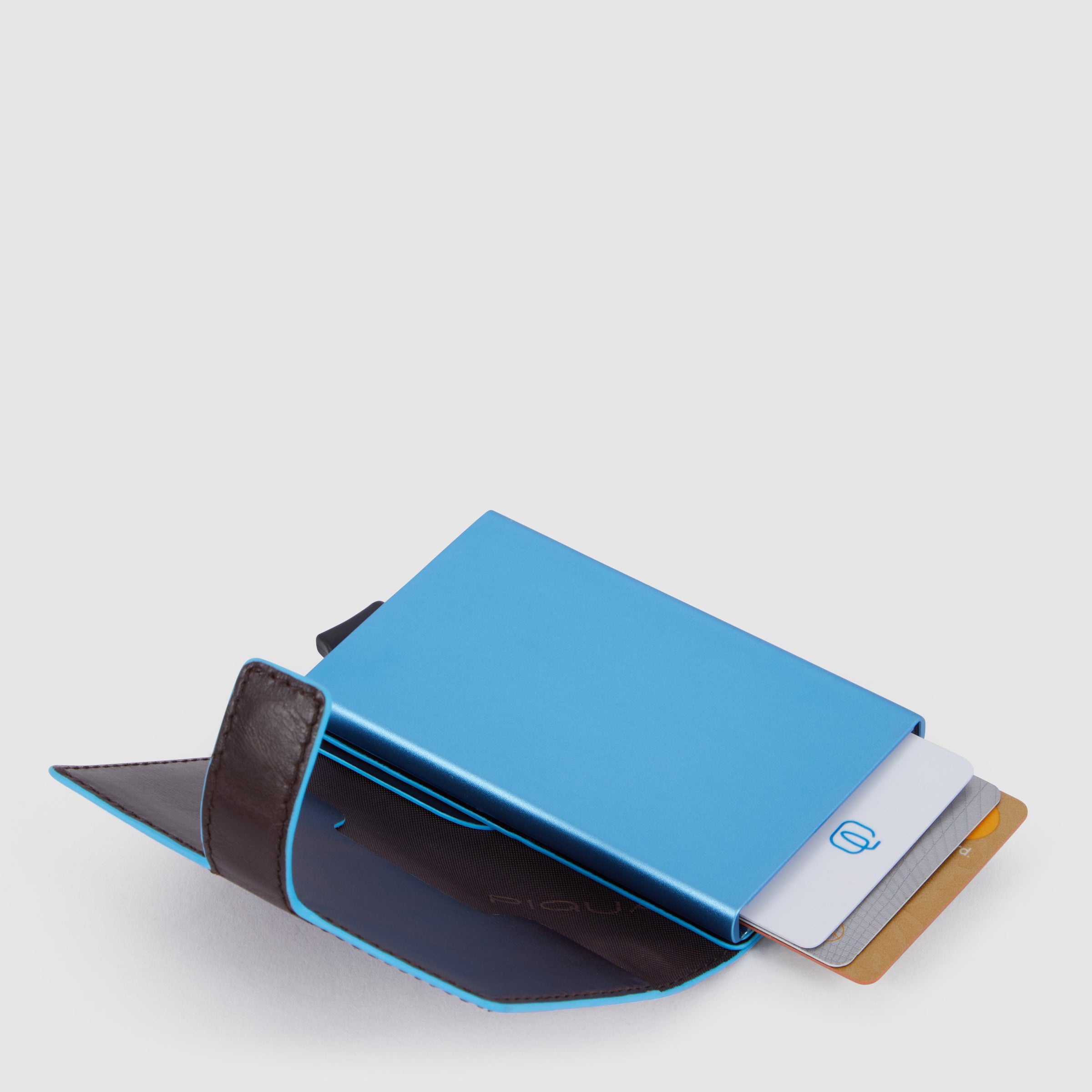 Portacarte di credito in pelle e metallo 