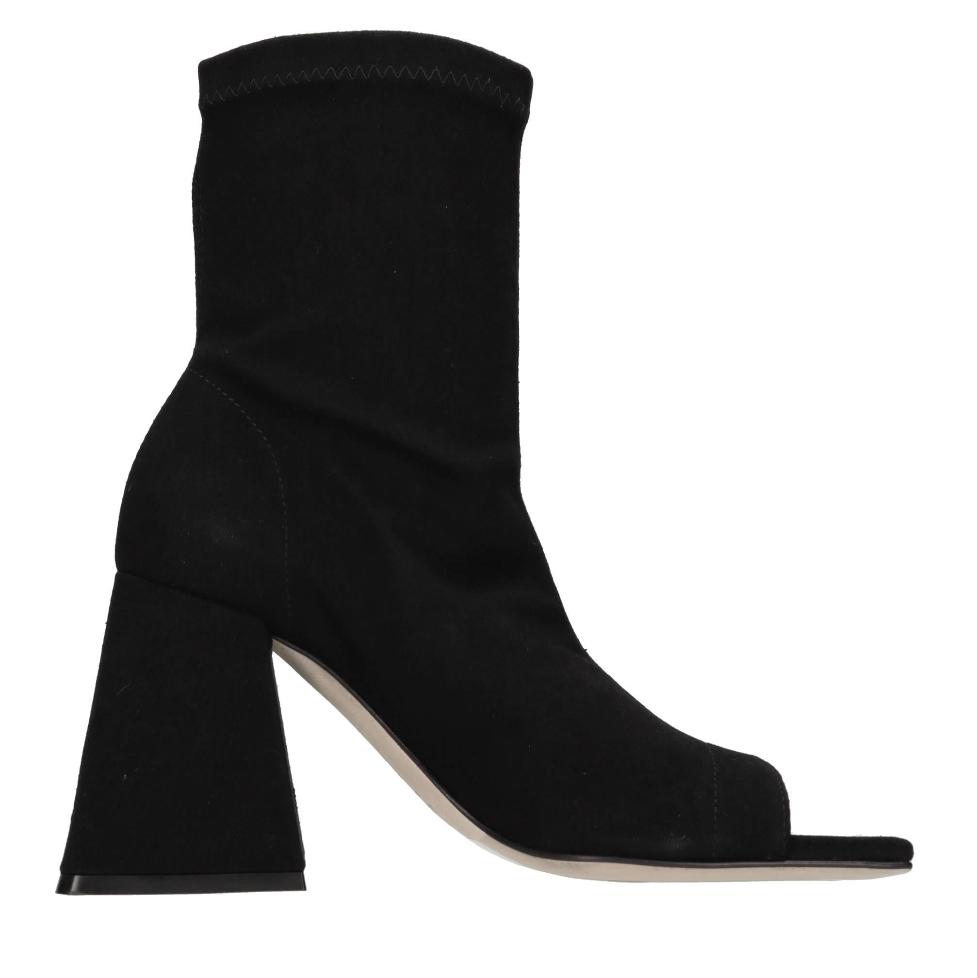 Tronchetti open-toe in denim elasticizzato 