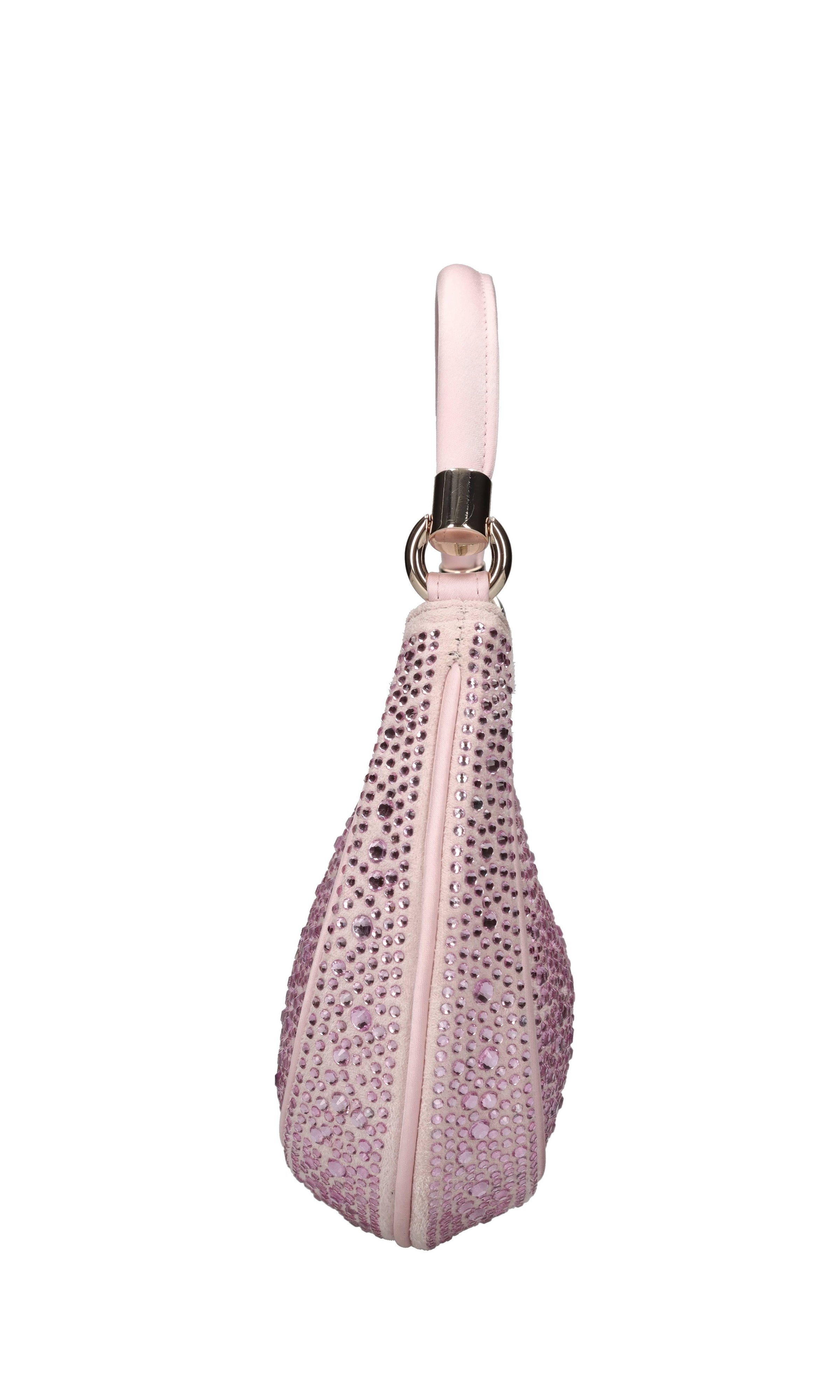 Borsa in ecocamoscio,raso e strass 
