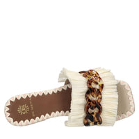Mules in raso e rafia 