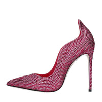 Décolleté in pelle e strass 