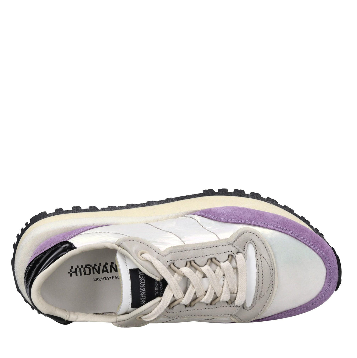 Sneakers in pelle e tessuto 
