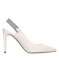 Décolleté slingback in pelle e microstrass 