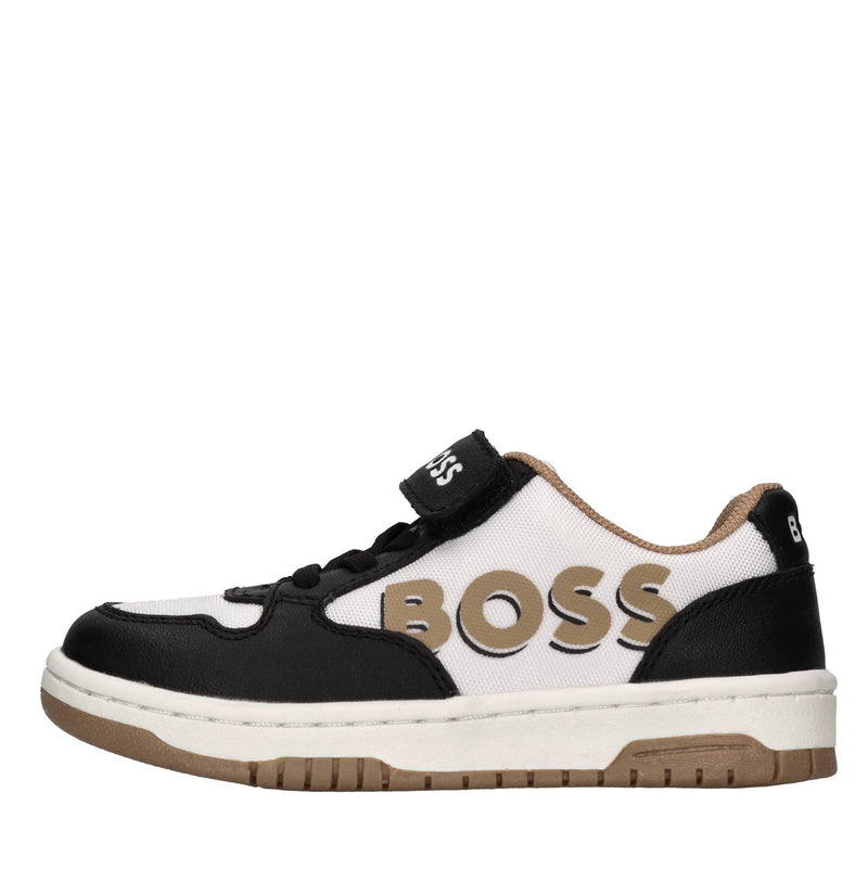 Sneakers in pelle e tessuto 