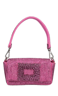 Borsa mini My Love in tessuto e strass 