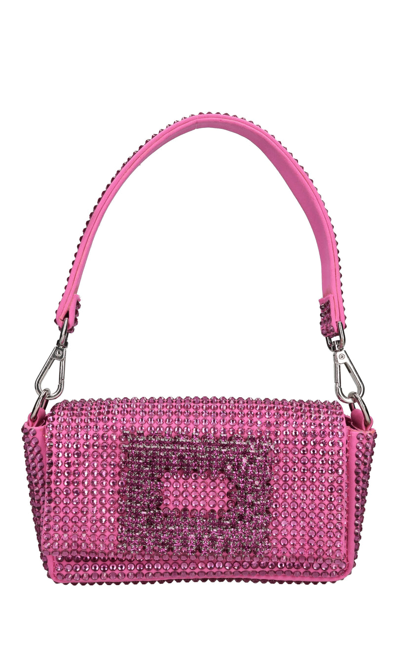Borsa mini My Love in tessuto e strass 