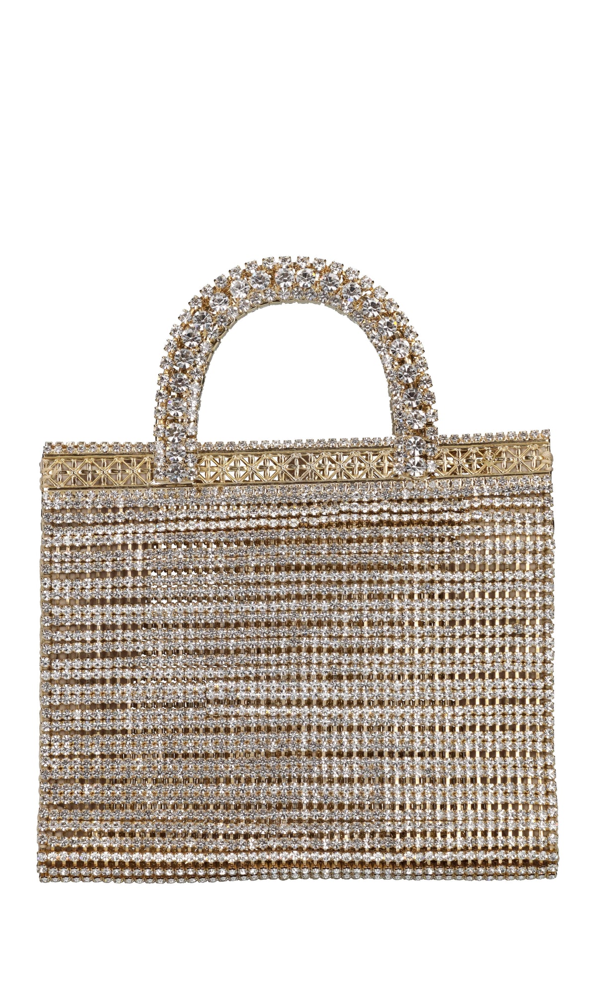 Borsa in tessuto, metallo e strass 