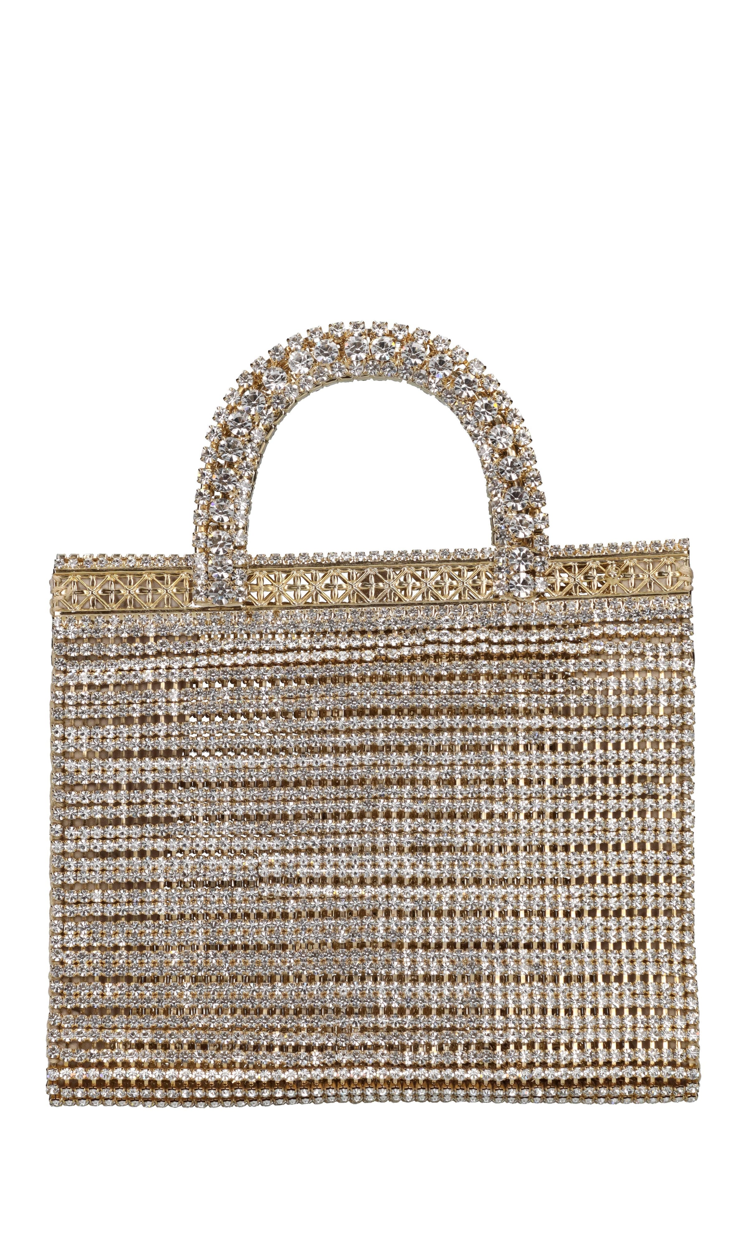 Borsa in tessuto, metallo e strass 