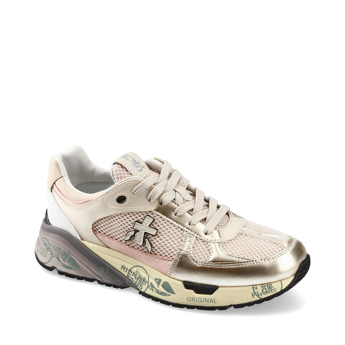 Sneakers in pelle e tessuto 