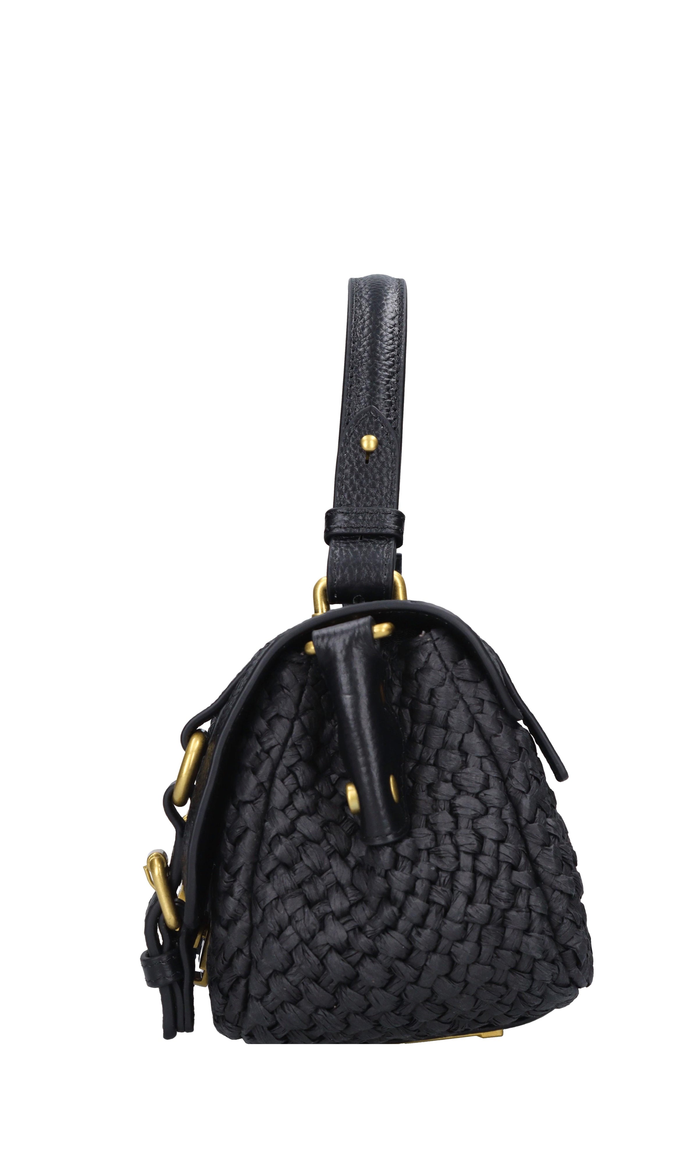 Borsa Atena in rafia e pelle 