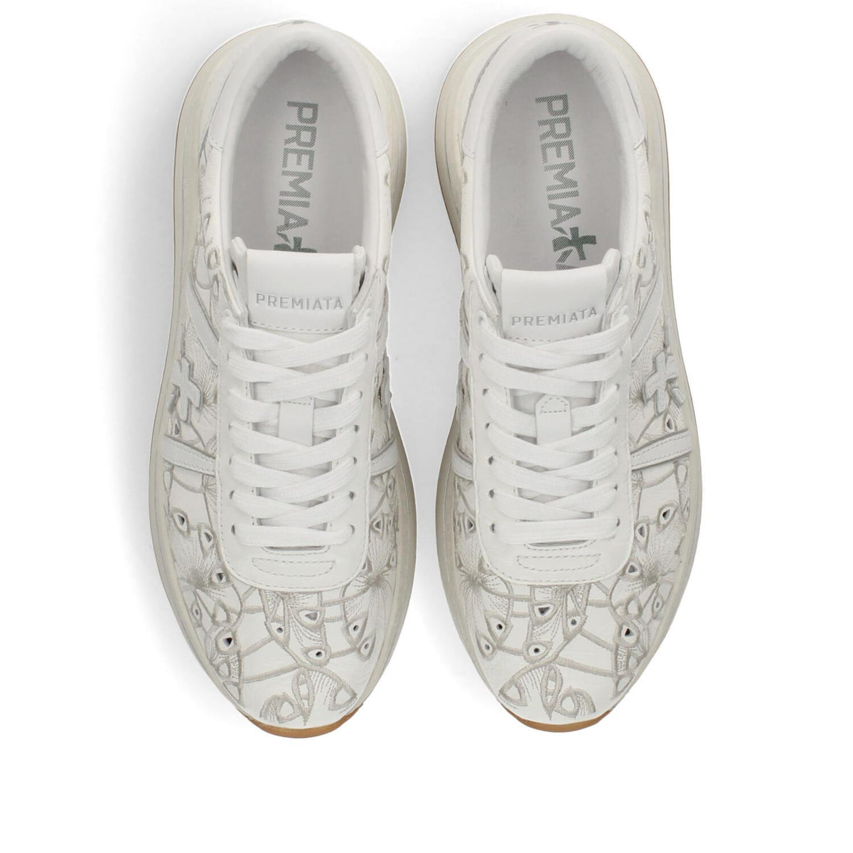Sneakers in pelle e tessuto 