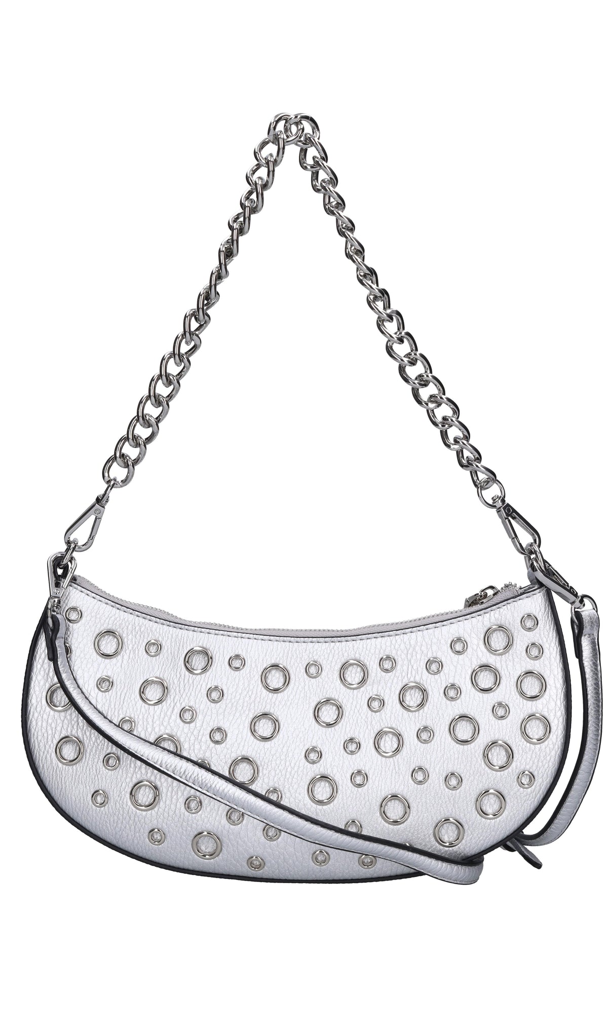 Borsa in ecopelle con occhielli argento 