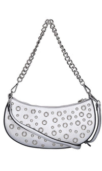 Borsa in ecopelle con occhielli argento 