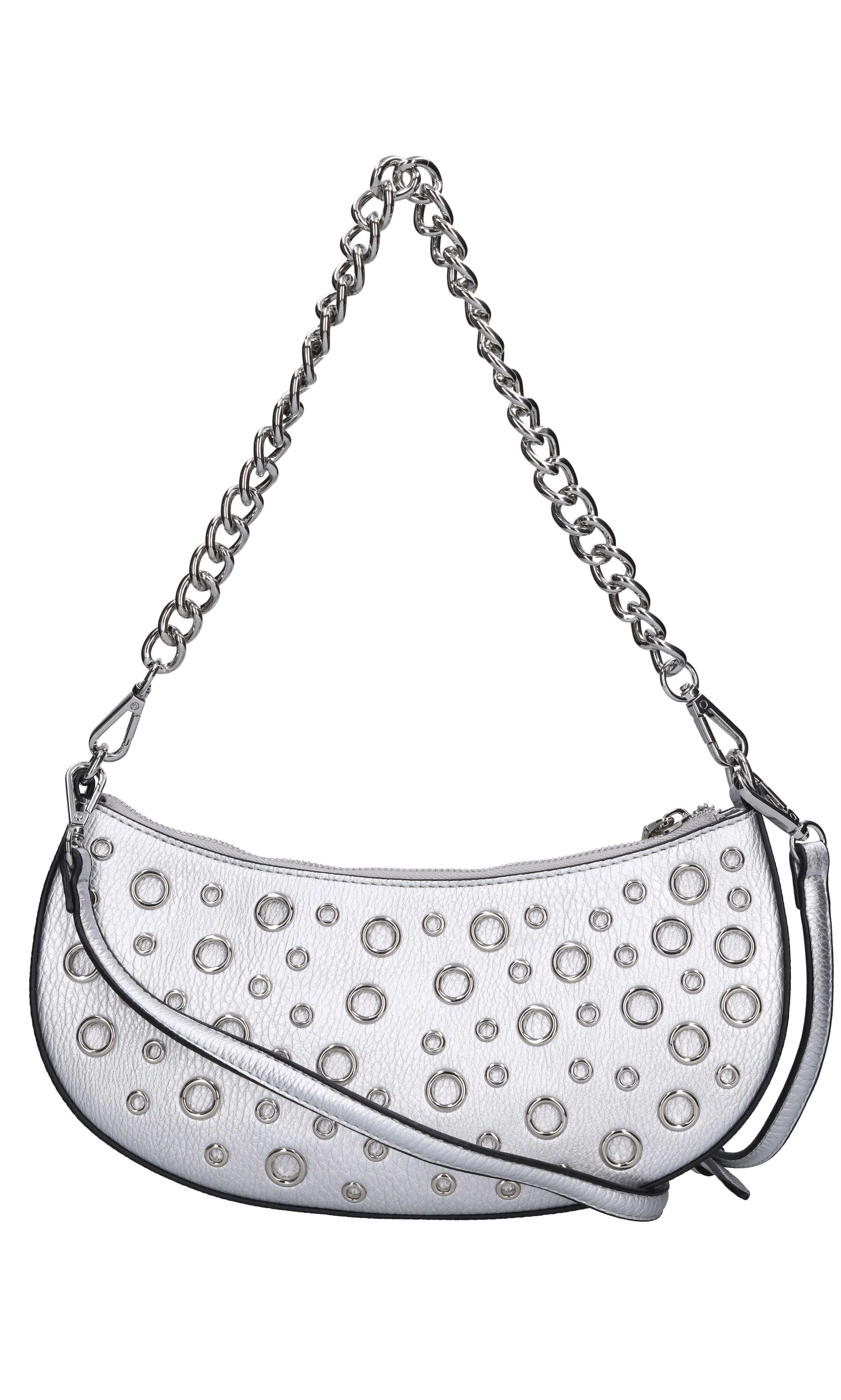 Borsa in ecopelle con occhielli argento 