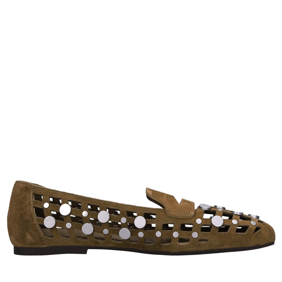Ballerine in camoscio e borchie 