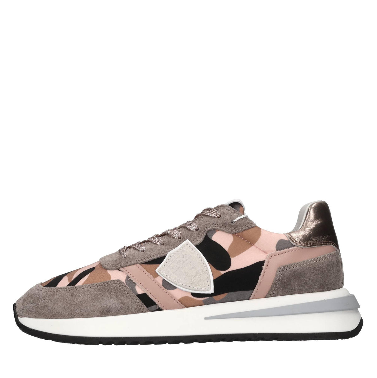 Sneakers in pelle e tessuto 