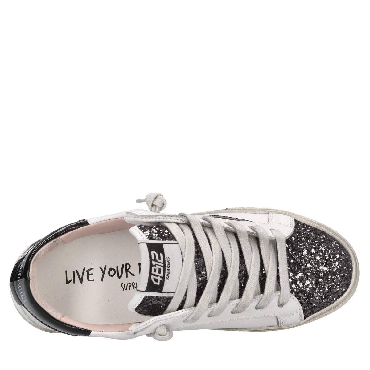 Sneakers in pelle e glitter 