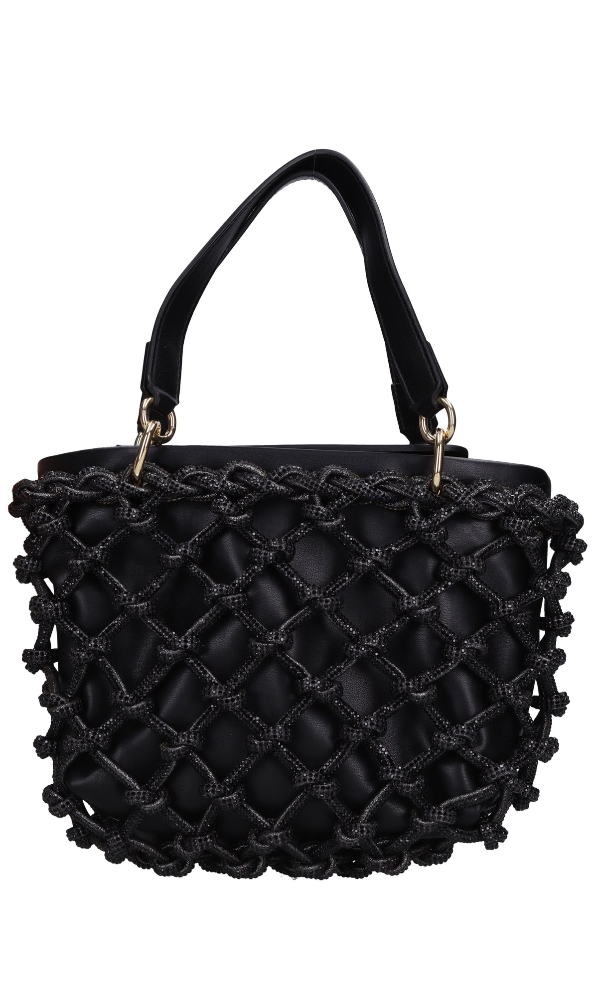 Borsa in ecopelle e strass modello Kobo Knots 