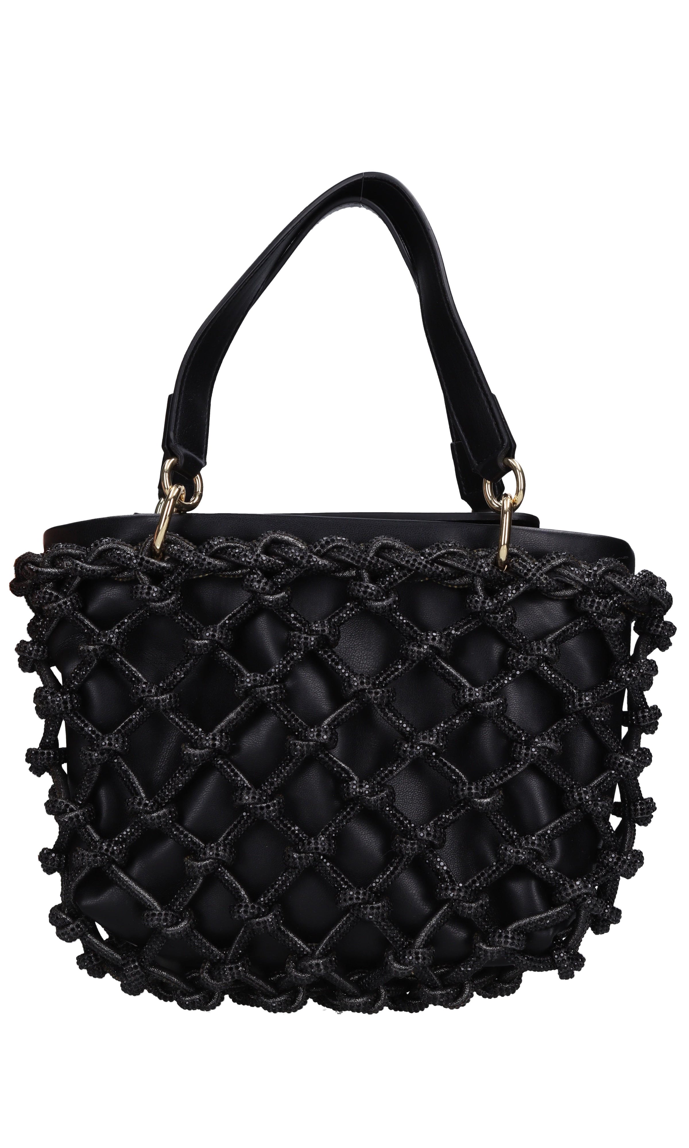 Borsa in ecopelle e strass modello Kobo Knots 