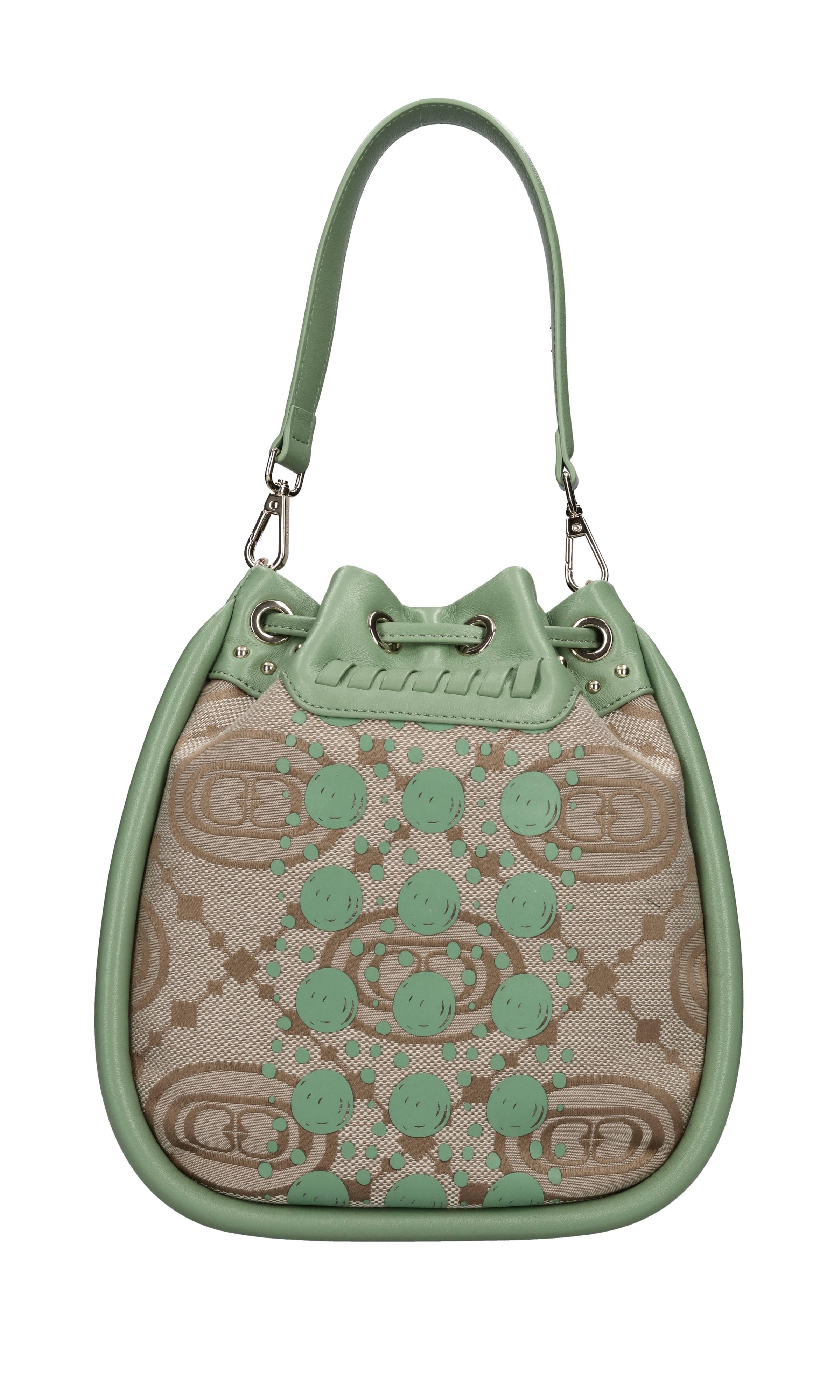 Borsa monogram in pelle e tessuto 
