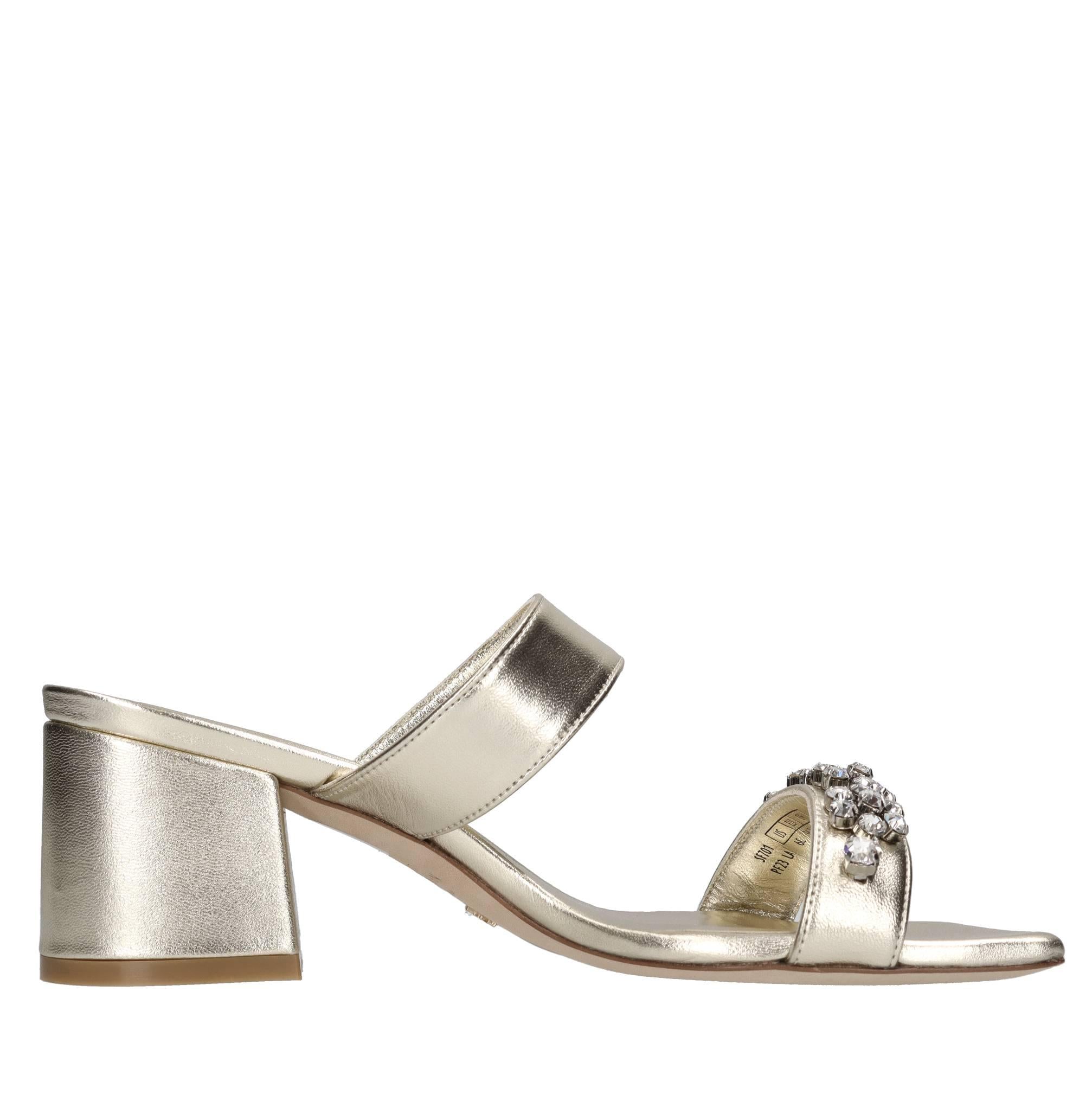 Mules in pelle e strass 