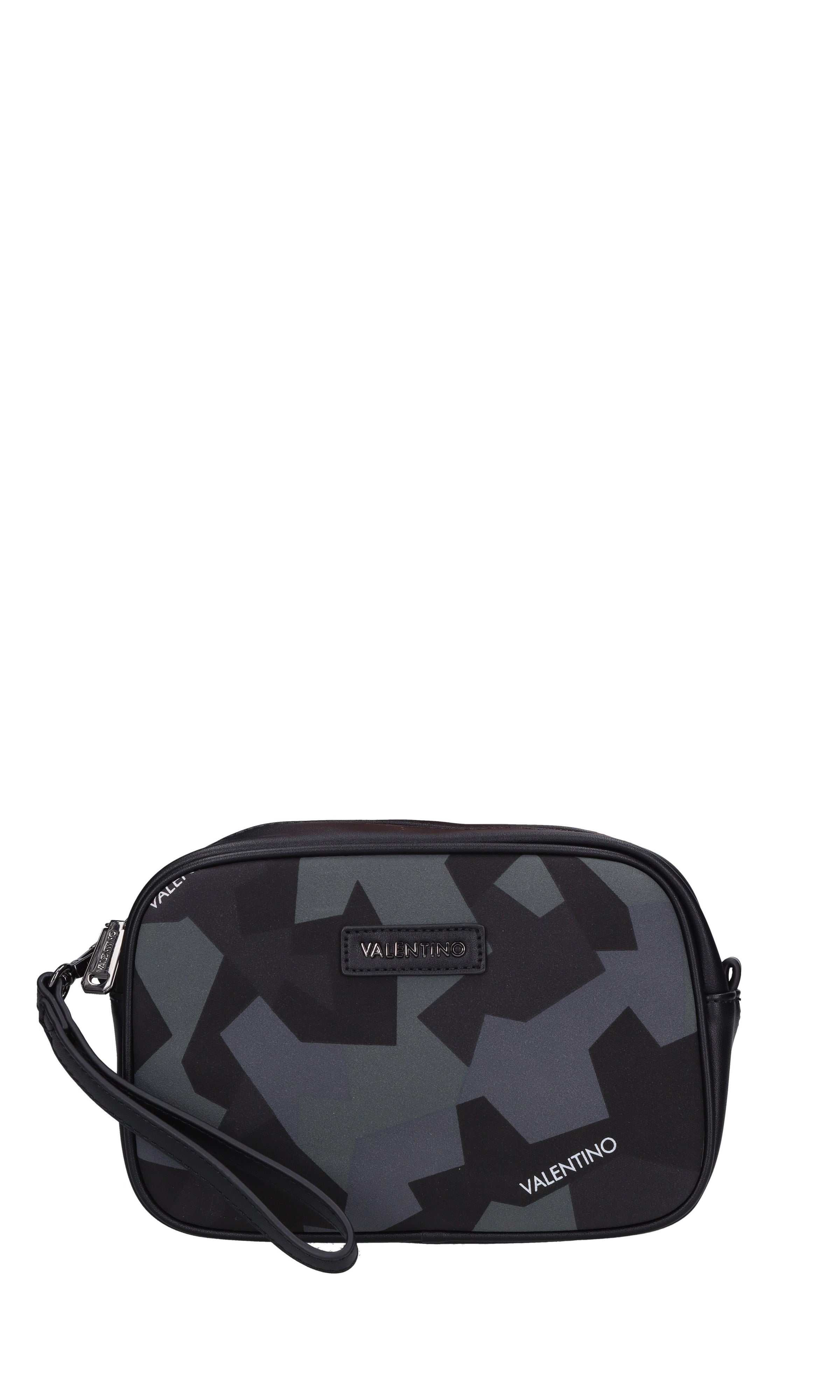 Beauty case in tessuto con inserti in pelle 